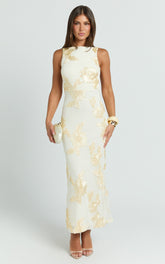 Freya Maxi Dress - Boat Neck Backless Dress in Yellow