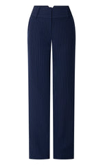 Elliot Pants - Mid Rise Pinstripe Bootleg Pants in Navy