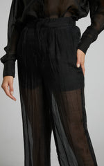 Garrick Pant - High Waisted Semi Sheet Pant in Black
