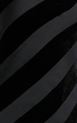 Genevieve Midi Dress - Strapless Stripe Burnout Dress in Black Stripe