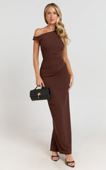 Genie Maxi Dress - Off The Shoulder Dress in Chocolate