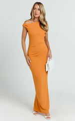 Genie Maxi Dress - Off The Shoulder Dress in Orange