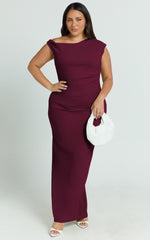 Genie Maxi Dress - Off The Shoulder Dress in Wine