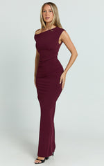 Genie Maxi Dress - Off The Shoulder Dress in Wine