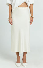 Georgine Midi Skirt - Mid Waist Slip Skirt in Cream