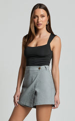 Gerry Skort - Twill Wrap Front Skort in Slate