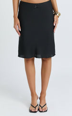 Gina Midi Skirt - Knee Length Slip Skirt in Black