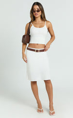 Gina Midi Skirt - Knee Length Slip Skirt in Cream