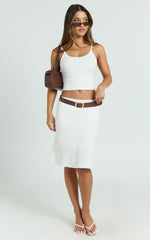 Gina Midi Skirt - Knee Length Slip Skirt in Cream