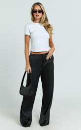 Gloria Pants - Low Rise Straight Leg Pants in Black