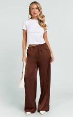 Gloria Pants - Low Rise Straight Leg Pants in Chocolate