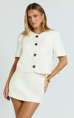 Halsey Jacket - Short Sleeve Structured Jacket in Cream