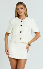 Halsey Jacket - Short Sleeve Structured Jacket in Cream