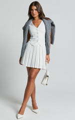 Harlee Mini Skirt - Pleated A line Skirt in White