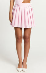 Harlee Mini Skirt - Pleated A line Skirt in Pink