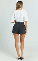 Harriet Skort - Mid Waisted Recycled Denim Skort in Black