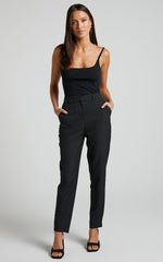 Hermie Pants - High Waisted Cropped Tailored Pants in Black