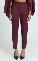 Hermie Pants - High Waisted Cropped Tailored Pants in Wine