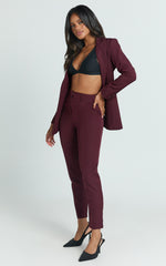 Hermie Pants - High Waisted Cropped Tailored Pants in Wine