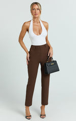 Hermie Pants - High Waisted Cropped Tailored Pants in Chocolate