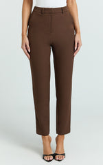 Hermie Pants - High Waisted Cropped Tailored Pants in Chocolate
