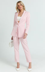 Hermie Pants - High Waisted Cropped Tailored Pants in Pale Pink