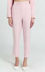 Hermie Pants - High Waisted Cropped Tailored Pants in Pale Pink