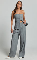 Hope Pants - Wide Leg Tailored Pants in Grey