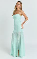 Hudgens Maxi Dress - Georgette Godet Panel Dress in Mint