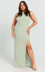 Indi Maxi Dress - Boat Neck Bodycon Dress in Sage