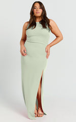 Indi Maxi Dress - Boat Neck Bodycon Dress in Sage