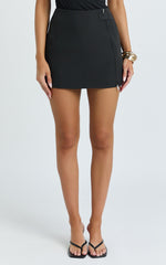 Inez Mini Skirt - Mid Waist Zip Detail Skirt in Black