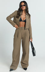Inez Pants - High Waisted Barrell Leg Tailored Pants in Olive