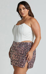 Ingrid Mini Skirt - Sequin Skirt in Pink Multi
