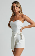 Irie Top - Linen Sweetheart Strapless Corset Top in White