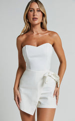 Irie Top - Linen Sweetheart Strapless Corset Top in White
