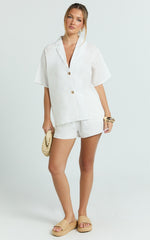Iris Two Piece Set - Relaxed Shirt and Short Set in White