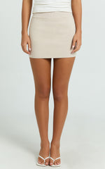 Isabel Mini Skirt - Mid Waist Knit Skirt in Mushroom