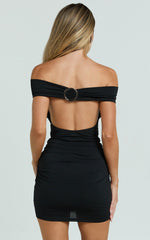 James Mini Dress - Jersey Cut Out Back Bodycon Dress in Black