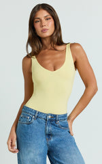 Jamie Bodysuit - V Neck Bodysuit in Lemon