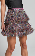 Jenalyn Skort - Fringe Layered Skort in Multi