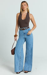 Jenna Top - Scoop Neck Racer Back Knit Tank Top in Dark Chocolate