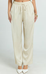 Jinky Pants - Satin Drawstring Pants in Off White