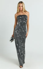 Joyce Maxi Dress - Heat Press Strapless Dress in Black