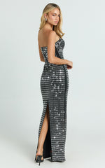 Joyce Maxi Dress - Heat Press Strapless Dress in Black