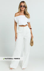 Juniper Pants - Linen Wide Leg Pants in White
