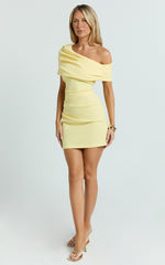 Kairose Mini Dress - Asymmetrical Sleeve Dress in Yellow