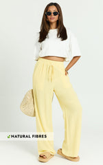 Kala Pants - Mid Waisted Relaxed Elastic Waist Pants in Lemon