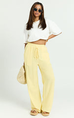 Kala Pants - Mid Waisted Relaxed Elastic Waist Pants in Lemon