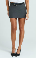 Kamille Skort - Tailored Skort With Belt in Grey
